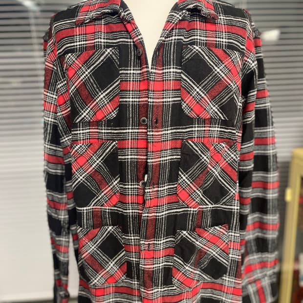 S2W8 윈터체크 6포켓 오픈카라 셔츠 S