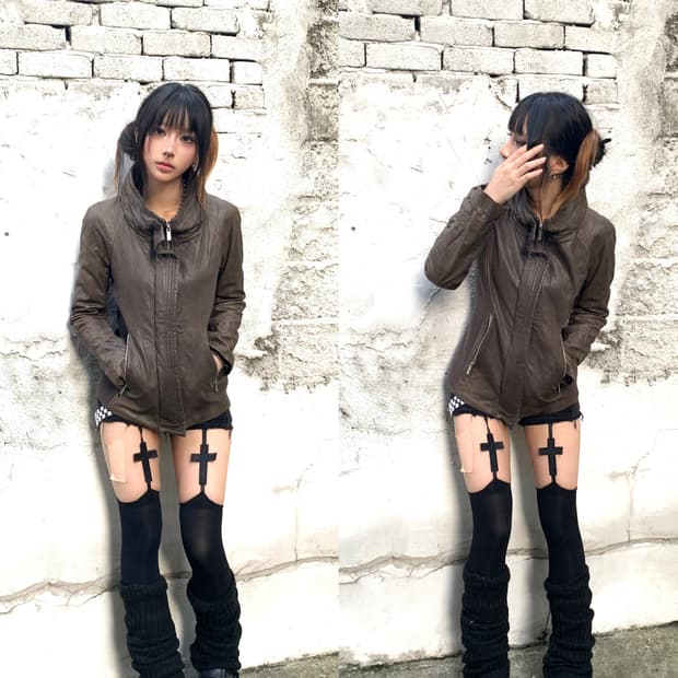 Mocha brown lambskin bono leather jacket