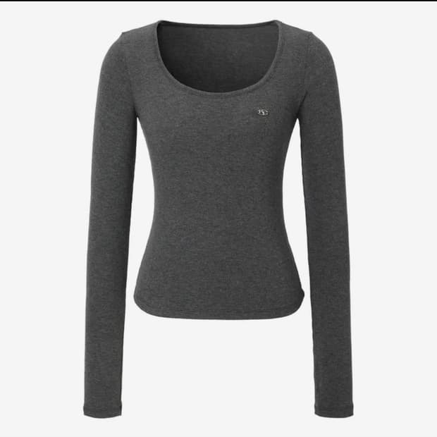 카키포인트 베이직 유넥 티셔츠 차콜