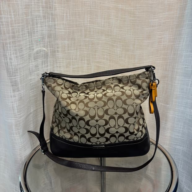 정품 코치 패브릭 숄더겸 토트백   