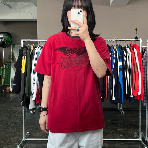 리바이스 모터사이클 프린팅 반팔 티셔츠