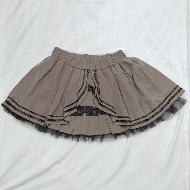 트랄라라 초코 브라운 레이스 스커트 치마 라떼 히메 갸루 러블리 큐롯