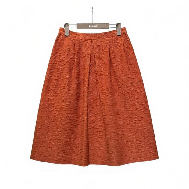 JPN VINTAGE 롱 스커트 플레어 핏 핀턱 부클 디테일 오렌지