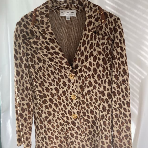 정품) ST.JOHN 세인트 존 여성 레오파드 호피 겨울 자켓