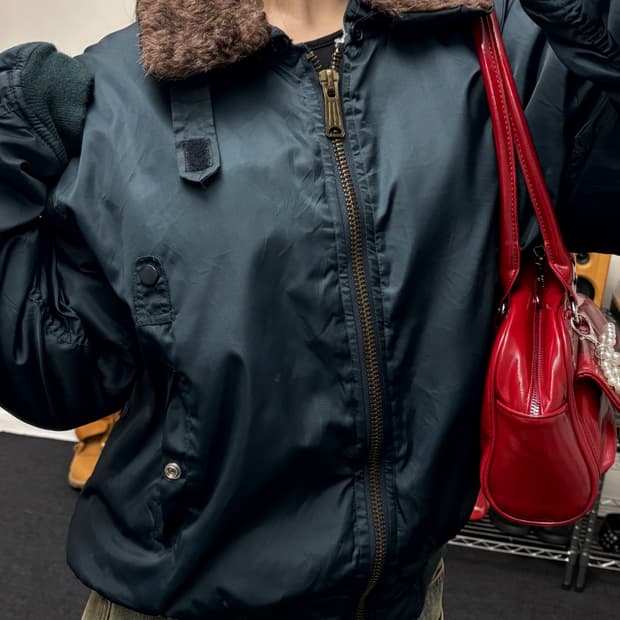 USA 올드 빈티지 퍼 카라넥 항공점퍼