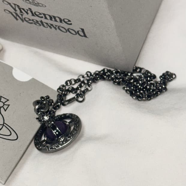 희귀 비비안웨스트우드 건메탈 타이니 고딕 ORB 목걸이