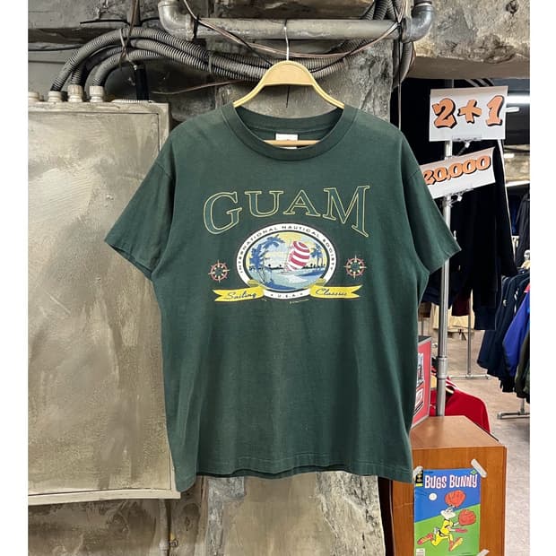 Made in USA 괌 프린팅 반팔티 그린 L #csz3409