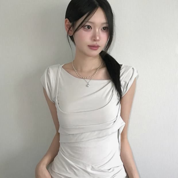 플레어업 레이어드 뷔스티에 티셔츠 클라우드 화이트