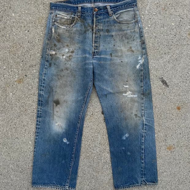 70s USA 빈티지 리바이스 501 66후기 셀비지 데님 팬츠