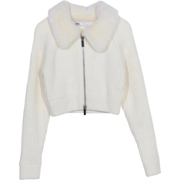 자라 퍼 카라 니트 집업