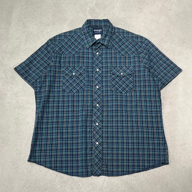 랭글러 투포켓 체크하프셔츠 s10515