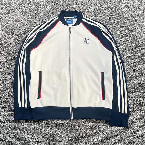 아디다스 트레포일 화이트 트랙탑 져지