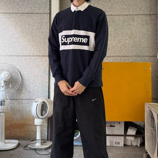 15fw 슈프림 센터 로고 블럭 럭비티