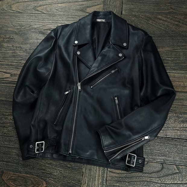 [드로우핏] 리얼 램스킨 양가죽 사선 라이더 자켓 블랙 M18908