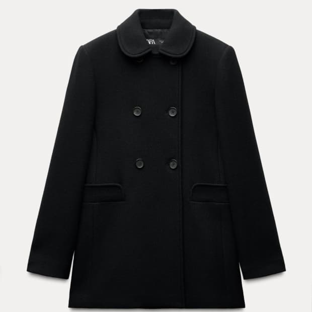 자라 더블브레스트 코트 블랙 코스에이치엔앰망고