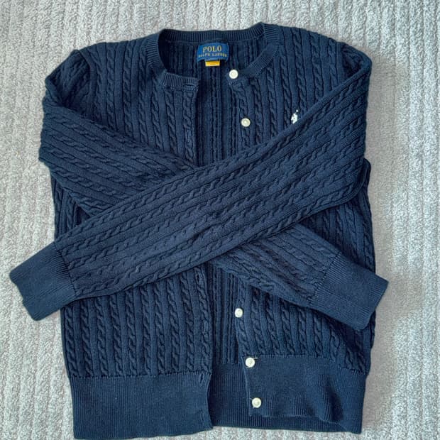 폴로 칠드런 미니케이블 코튼 가디건 네이비 L