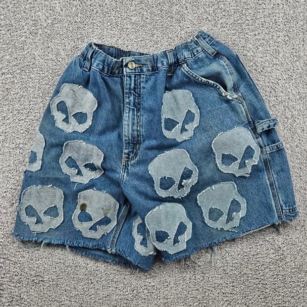 칼하트X할리데이비슨 커스텀 데님 쇼츠 반바지 (42"추정) / 11646