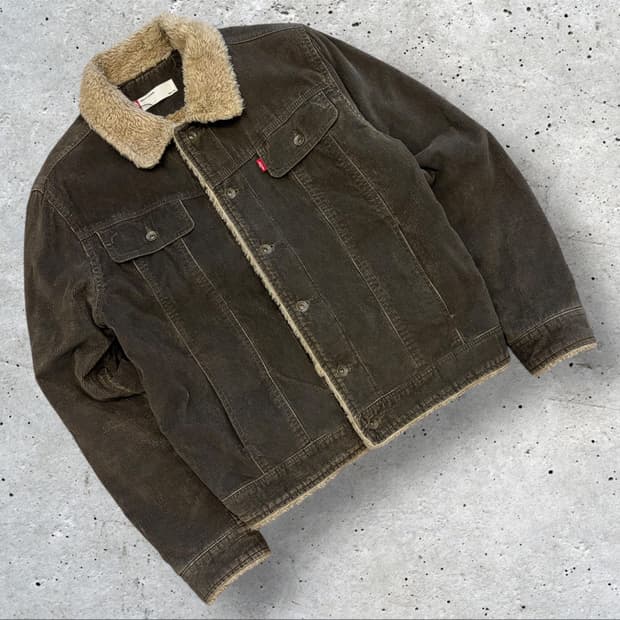 [L] 리바이스 코듀로이 쉐르파 트러커 자켓 브라운 C62