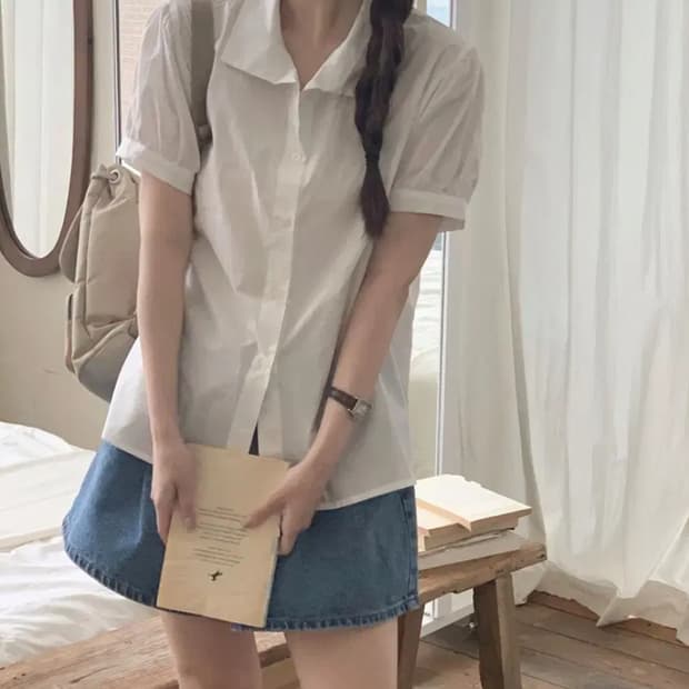 뮤트크레메 레체 하프 blouse 블라우스 아이보리