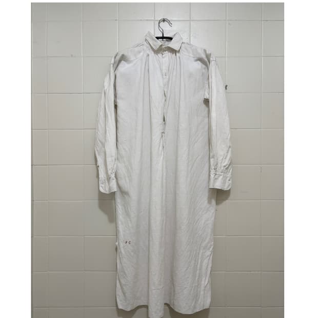 1910s 프렌치 빈티지 린넨 스모크 원피스