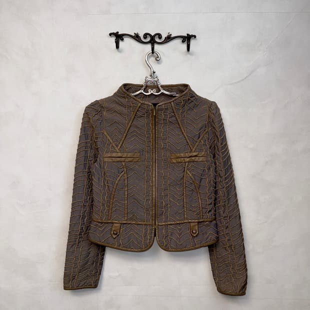 DOHO purple brown grunge stitch jacket