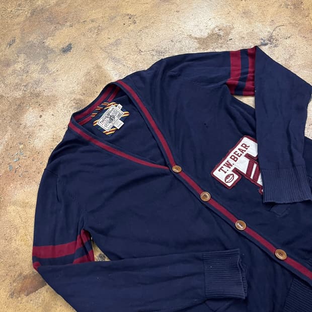 티니위니 네이비 버건디 브이넥 니트 가디건 