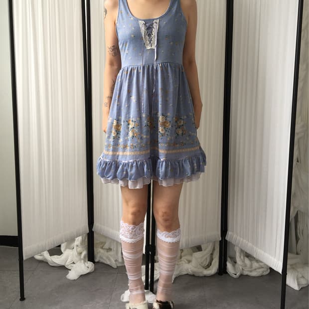 axes femme Flower pattern lace up point 