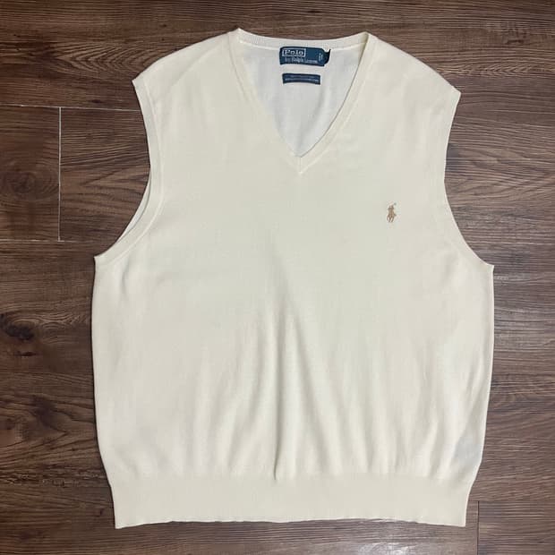 폴로 랄프로렌 피마코튼 니트 조끼 베스트 아이보리