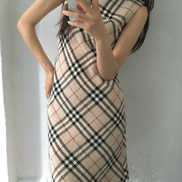Burberry 버버리 런던 노바체크 코튼 슬리브리스 원피스