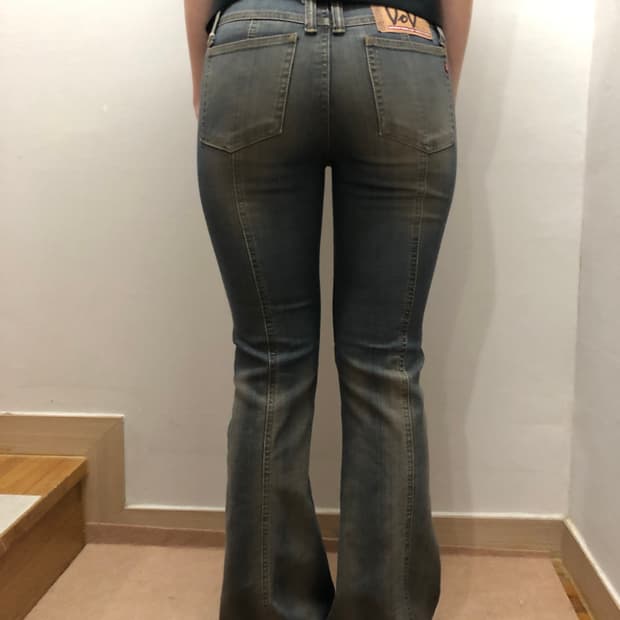 빈티지 데님 워싱 로우라이즈 팬츠