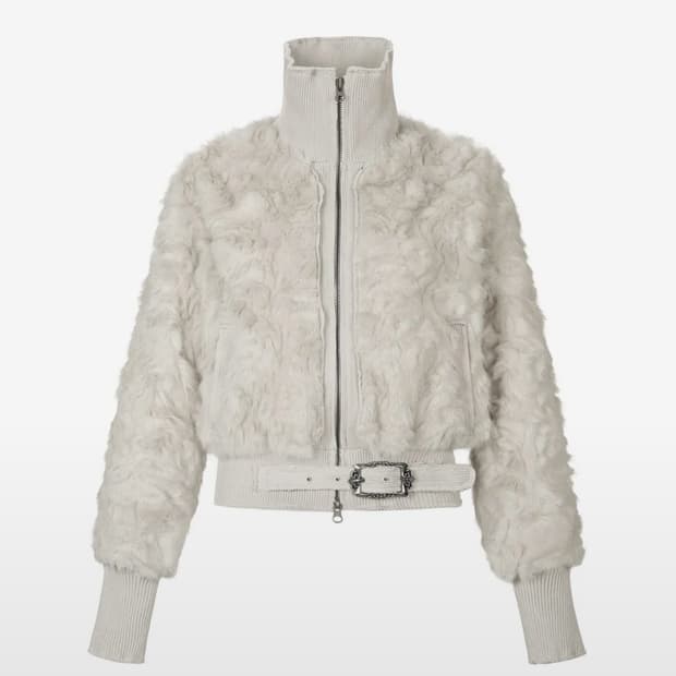 길라아카이브 퍼 FAUX FUR BELT ZIP JACKET_GREY