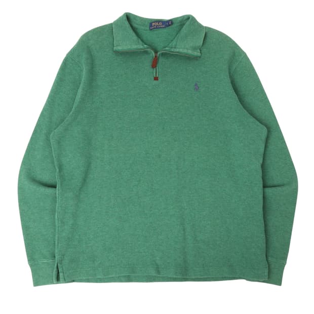폴로 랄프로렌 그린 하프 집업 코튼 니트