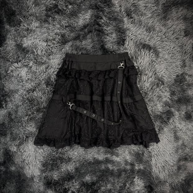 Bodyline 블랙 고딕 스파이더웹 캉캉스커트