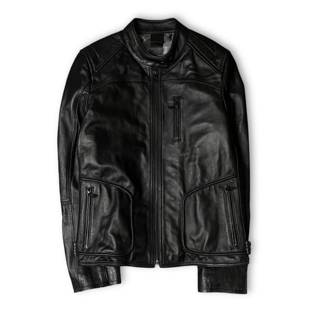 페리엘리스 블랙 멀티포켓 가죽 자켓 95