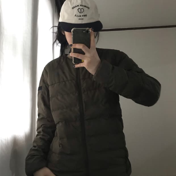 노페 카키 경량패딩