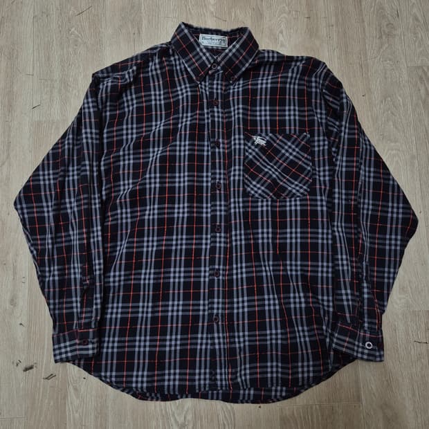 버버리 기마로고 긴팔 체크셔츠 M(95)