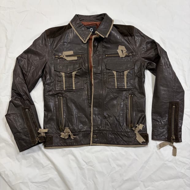 돌체앤가바나/멀티레이어 레더자켓/48