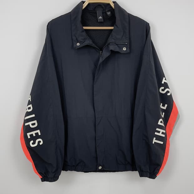 아디다스 빅로고 블랙 윈드브레이커 자켓