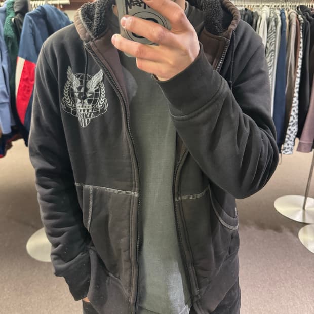 XL)AVIREX USA 빈티지 양털 후드집업