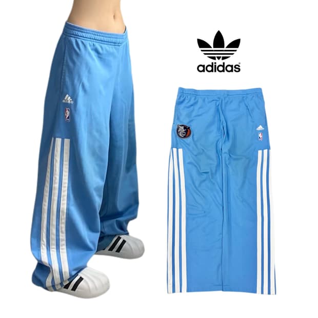 아디다스 X NBA 00s 삼선 올드스쿨 하늘색 와이드 트랙팬츠