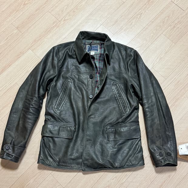 (M) RRL 인디고 레더 카 코트 자켓 더블알엘