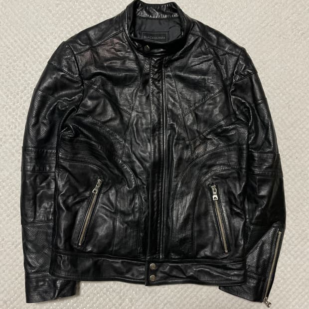 광희시장 웨스턴 무드 양가죽 절개 레더 바이커 자켓