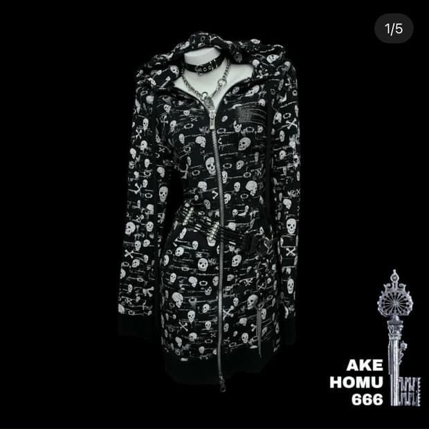 아케호무 입질연)) 펑크 해골 후드원피스