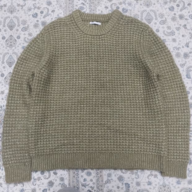 ZARA 카키 와플 니트 스웨터 XL