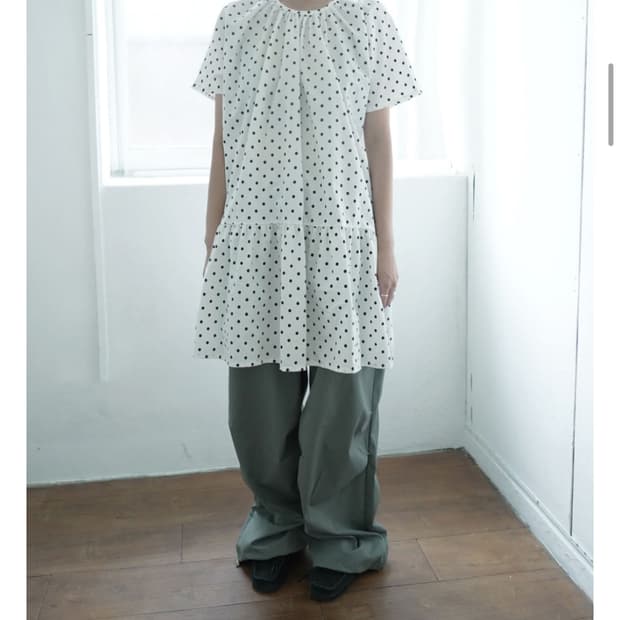 샵피에브레 도트 원피스 화이트 새상품