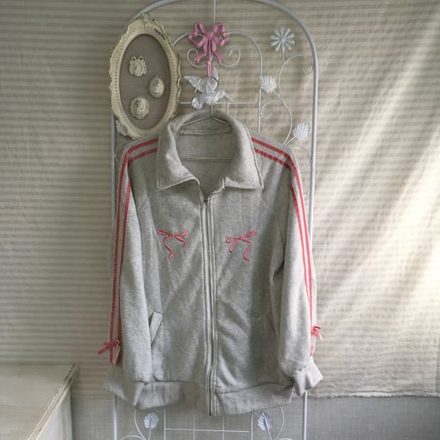 jpn vintage melange gray ribbon velvet j