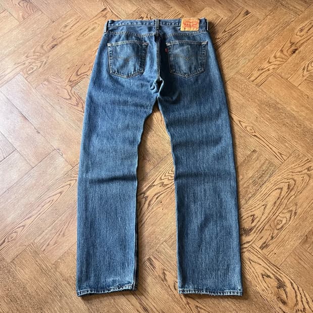 [32]리바이스 501 미디엄블루 워싱 스트레이트 데님 팬츠