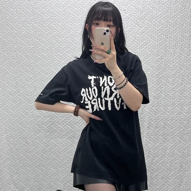 아조바이아조 빈티지 스트릿 펑크 레터링 반팔티 100 C12079