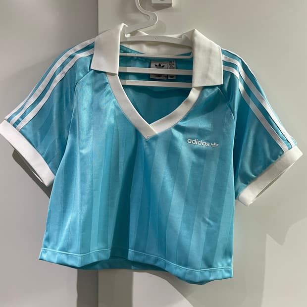 XL) 아디다스 축구 싸커 크롭탑 스카이블루