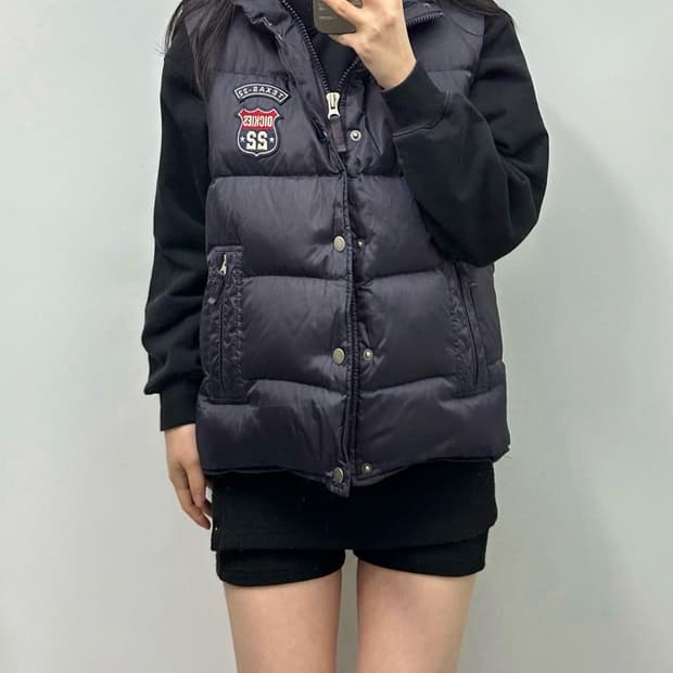 디키즈 y2k 와투케 네이비 유광 조끼 패딩